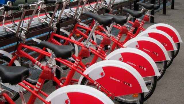 Un aparcamiento de bicicletas de Bicing en Barcelona