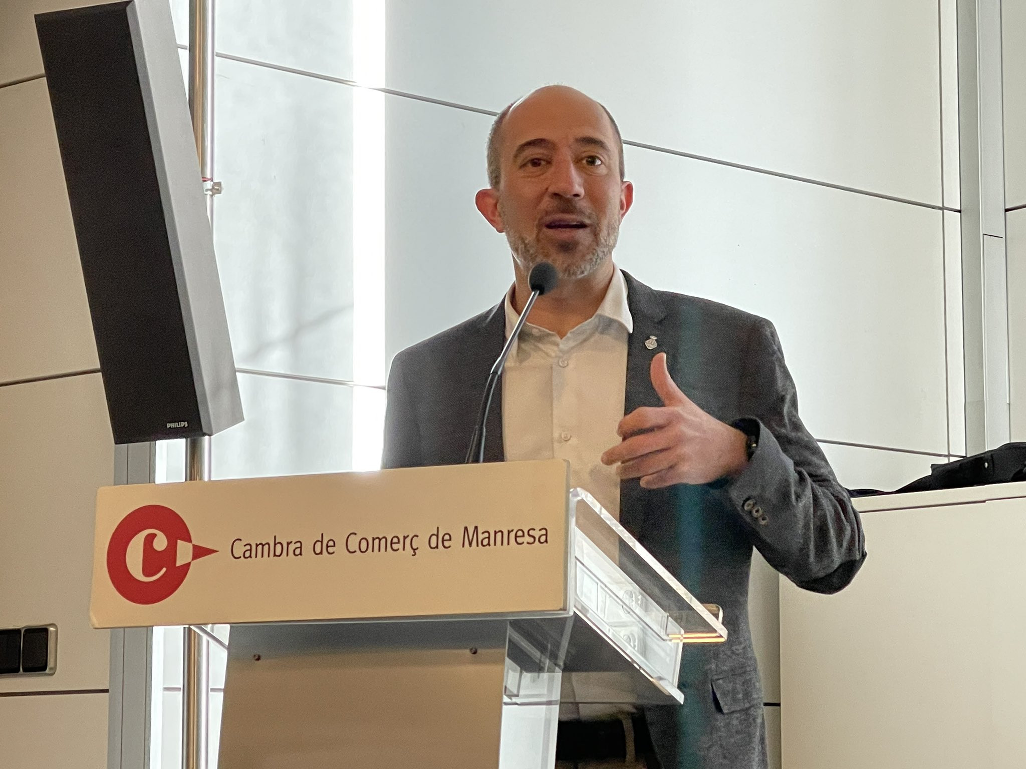 El alcalde de Manresa, Marc Aloy (ERC), durante la presentación del plan del nuevo polígono industrial Pont Nou II / AYUNTAMIENTO DE MANRESA