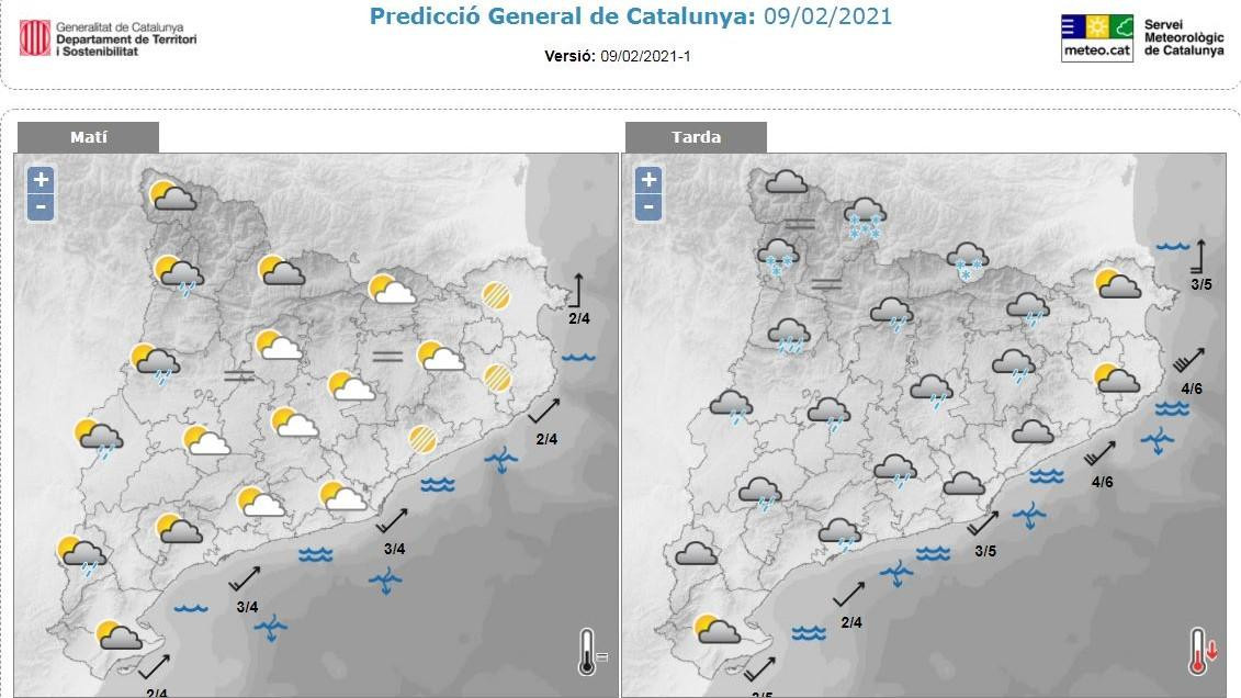 Predicción general para este 9 de febrero en Cataluña / METEOCAT