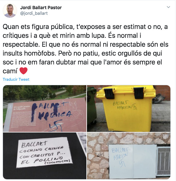 Captura del tuit de Jordi Ballart en 2019 / TWITTER