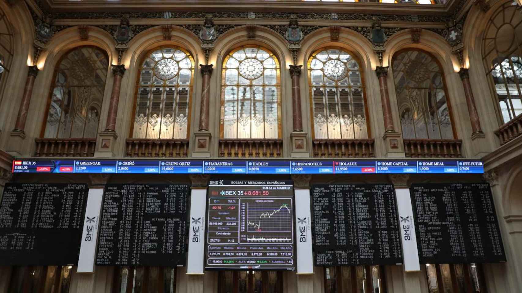 El Palacio de la Bolsa de Madrid, donde Almirall ha registrado fuertes subidas / EP