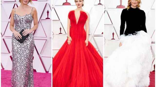 Margot Robbie, Amanda Seyfried y Laura Dern en la alfombra roja de los Oscar 2021 / EP