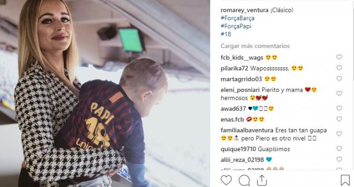 Foto de Romarey Ventura y su hijo Piero en el clásico / Instagram