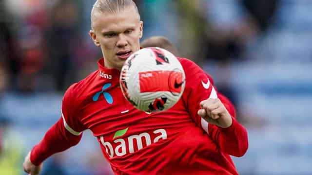 Erling Haaland, durante un calentamiento con la selección de Noruega / EFE