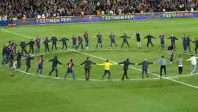 Pep Guardiola en su último partido en el Camp Nou / EFE