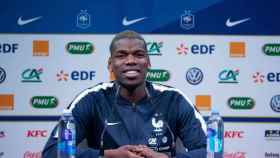 Paul Pogba en rueda de prensa con la selección francesa / EFE