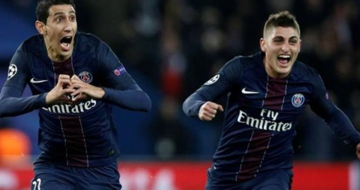 Di María y Verratti celebran un gol en el 4-0 / EFE