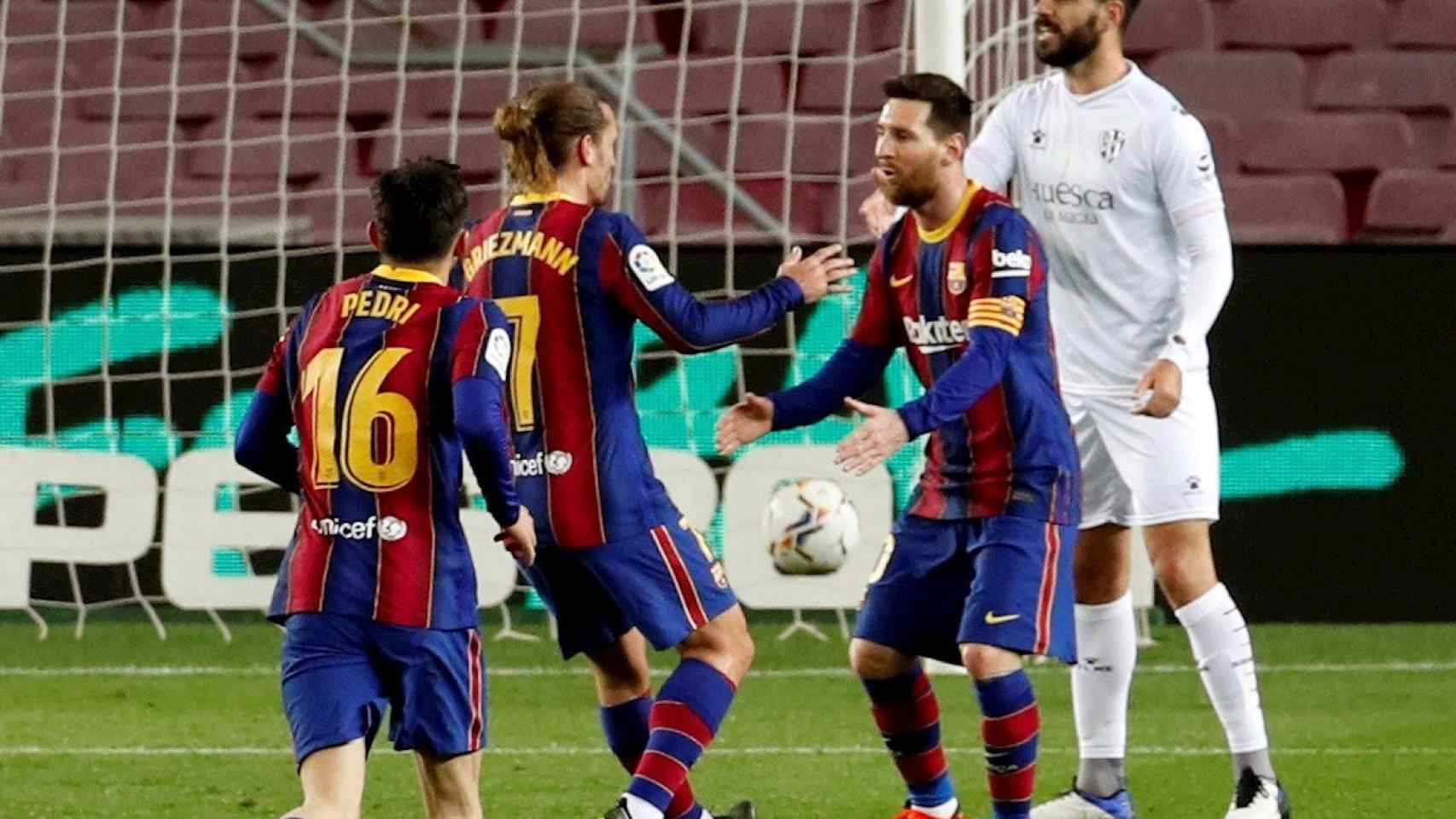 Griezmann celebra su gol ante el Huesca / EFE