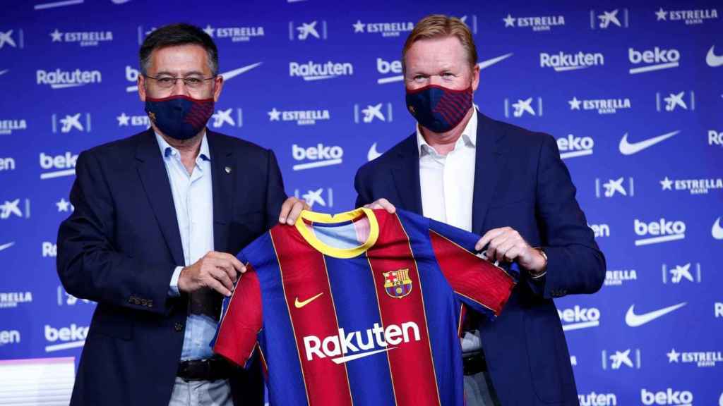 Josep Maria Bartomeu y Ronald Koeman en la presentación del neerlandés / EFE