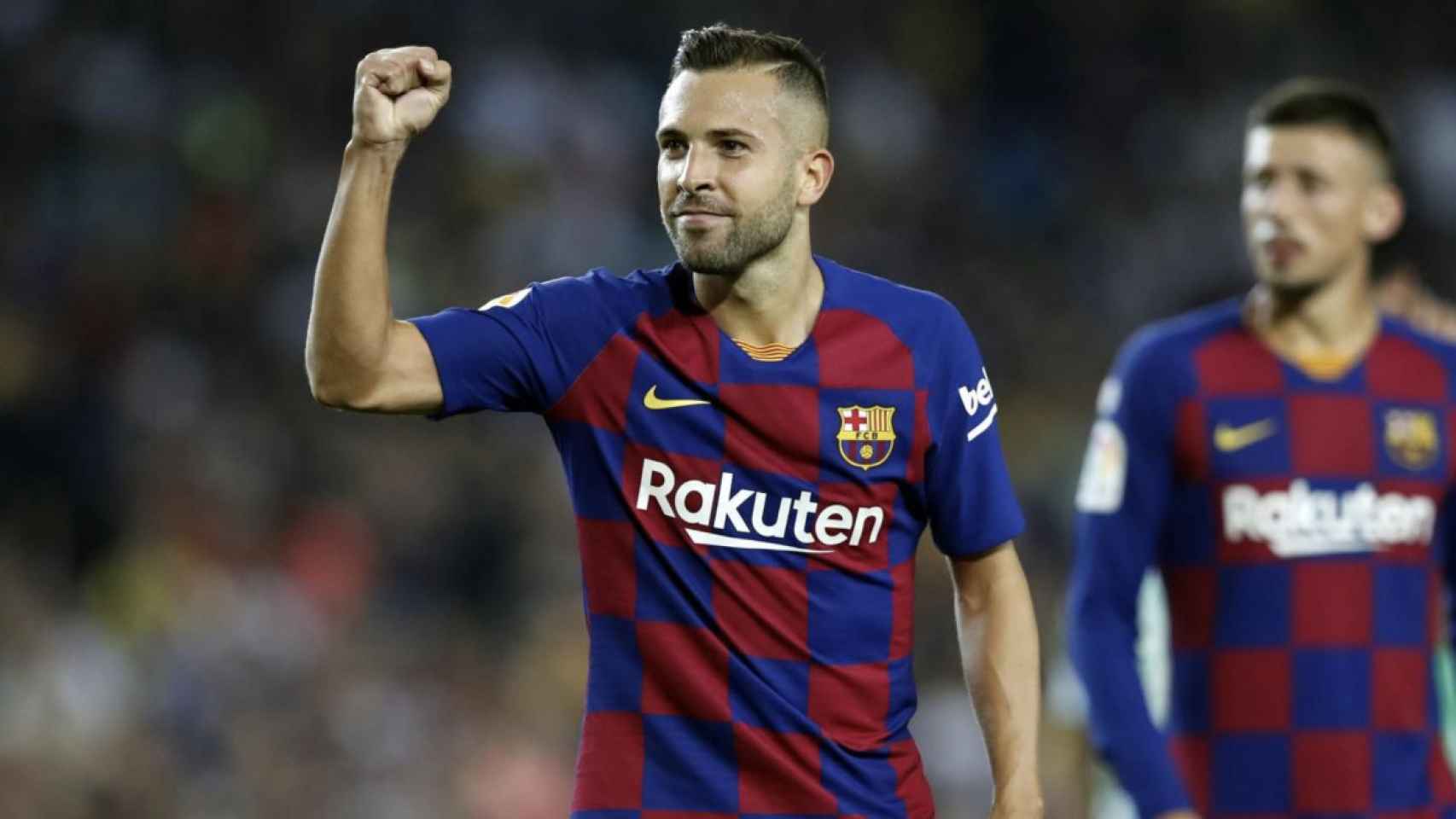 Jordi Alba celebra el gol ante el Betis / FCB