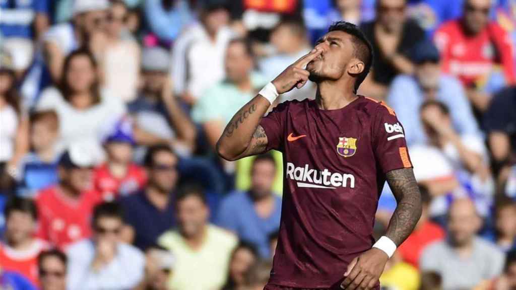 Paulinho celebra un gol con el Barça / EFE