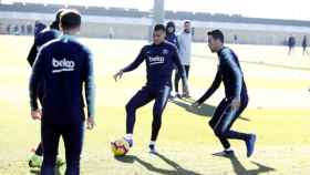 Murillo participando en un entrenamiento con el Barça / TWITTER