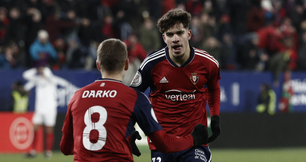 Abde, tras marcar su gol con el Osasuna / EFE