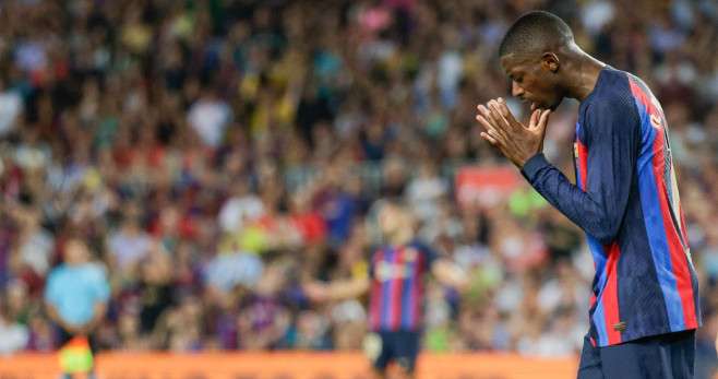 Dembelé se desespera tras una ocasión de gol fallada