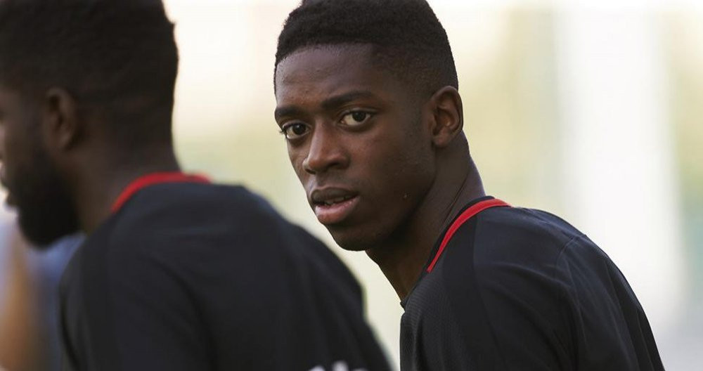 Ousmane Dembelé en un entrenamiento del Barça / EFE