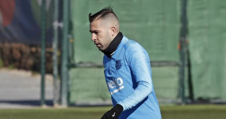 Una foto de Jordi Alba durante un entrenamiento del Barça / FCB