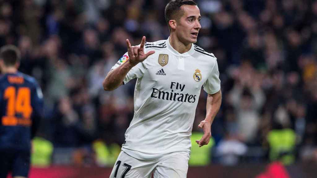 Lucas Vázquez celebra su gol frente a Valencia / EFE