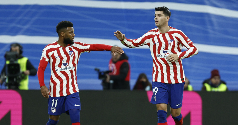 Lemar felicita a Morata por su tanto contra el Real Madrid / EFE