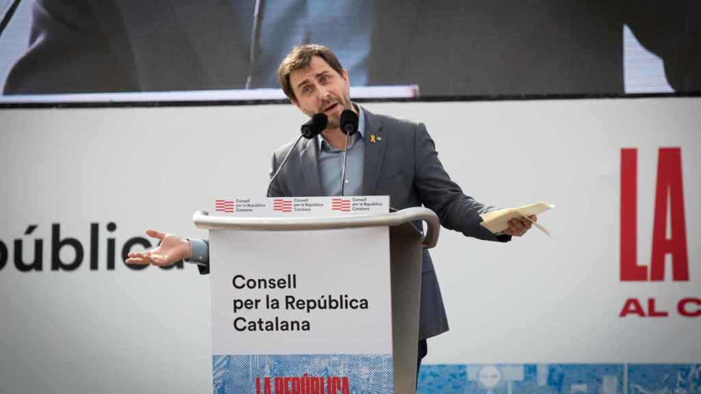 El 'exconseller' de Salud de la Generalitat, Toni Comín, en un acto del Consell de la República