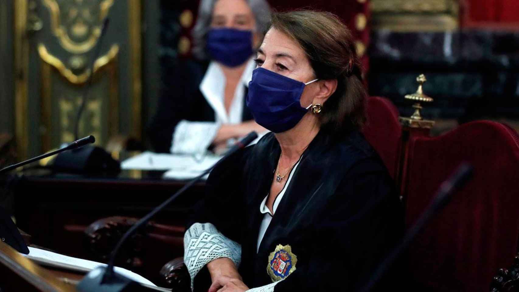 La fiscal Pilar Fernández Valcarce durante la vista que en el Tribunal Supremo para revisar la condena e inhabilitación del presidente de la Generalitat, Quim Torra / EFE