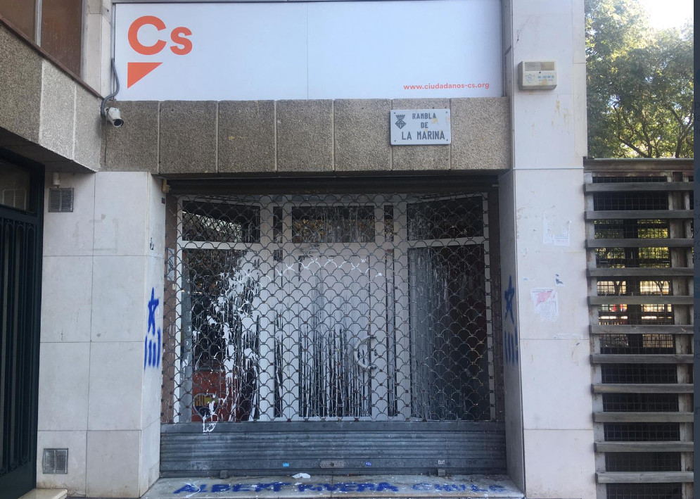 Ataque a la sede de Cs en L'Hospitalet este domingo / @CsHospitalet