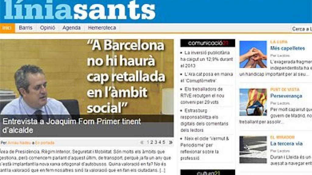 Captura de pantalla del diario 'LíniaSants' del grupo Comunicació 21