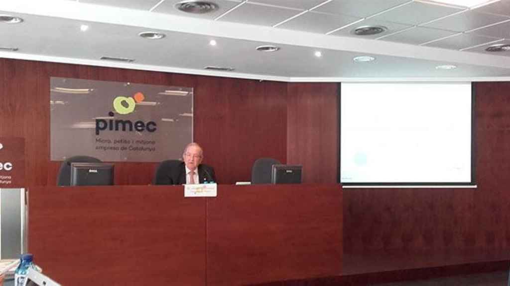 El presidente de Pimec, Josep González, en rueda de prensa este martes / CG