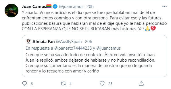 Juan Camus enfrenta la polémica sobre su mensaje de Álex Casademunt