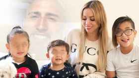 Marité Matus con sus hijos, y, detrás, Arturo Vidal / FOTOMONTAJE DE CULEMANÍA