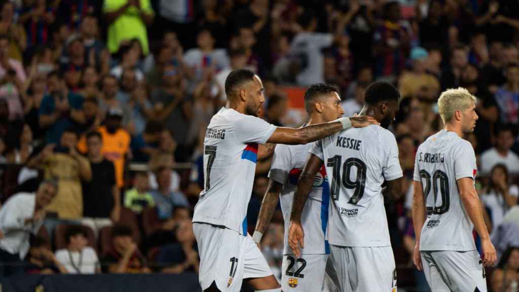 Celebracion del Gol de Aubameyang, Manchester City vs Barcelona / LUIS MIGUEL AÑÓN (CULEMANIA)