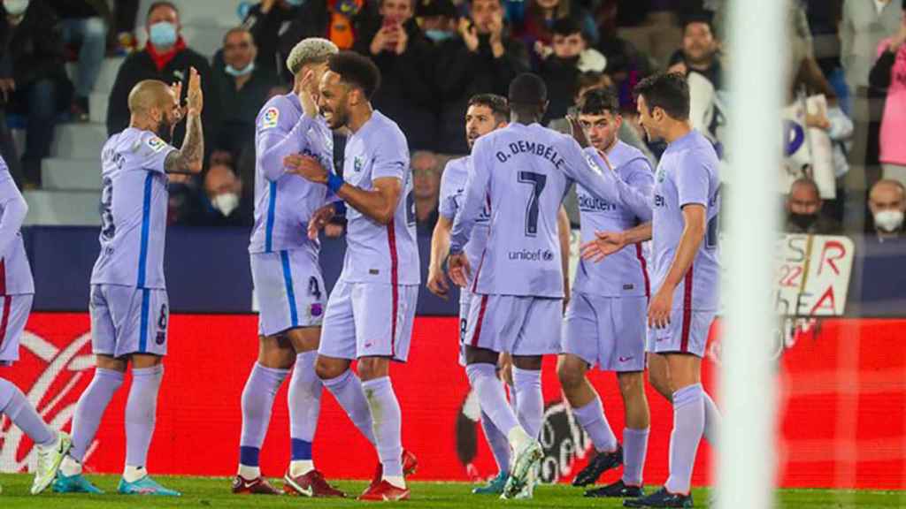 Los jugadores del Barça, celebrando un gol contra el Levante / FCB