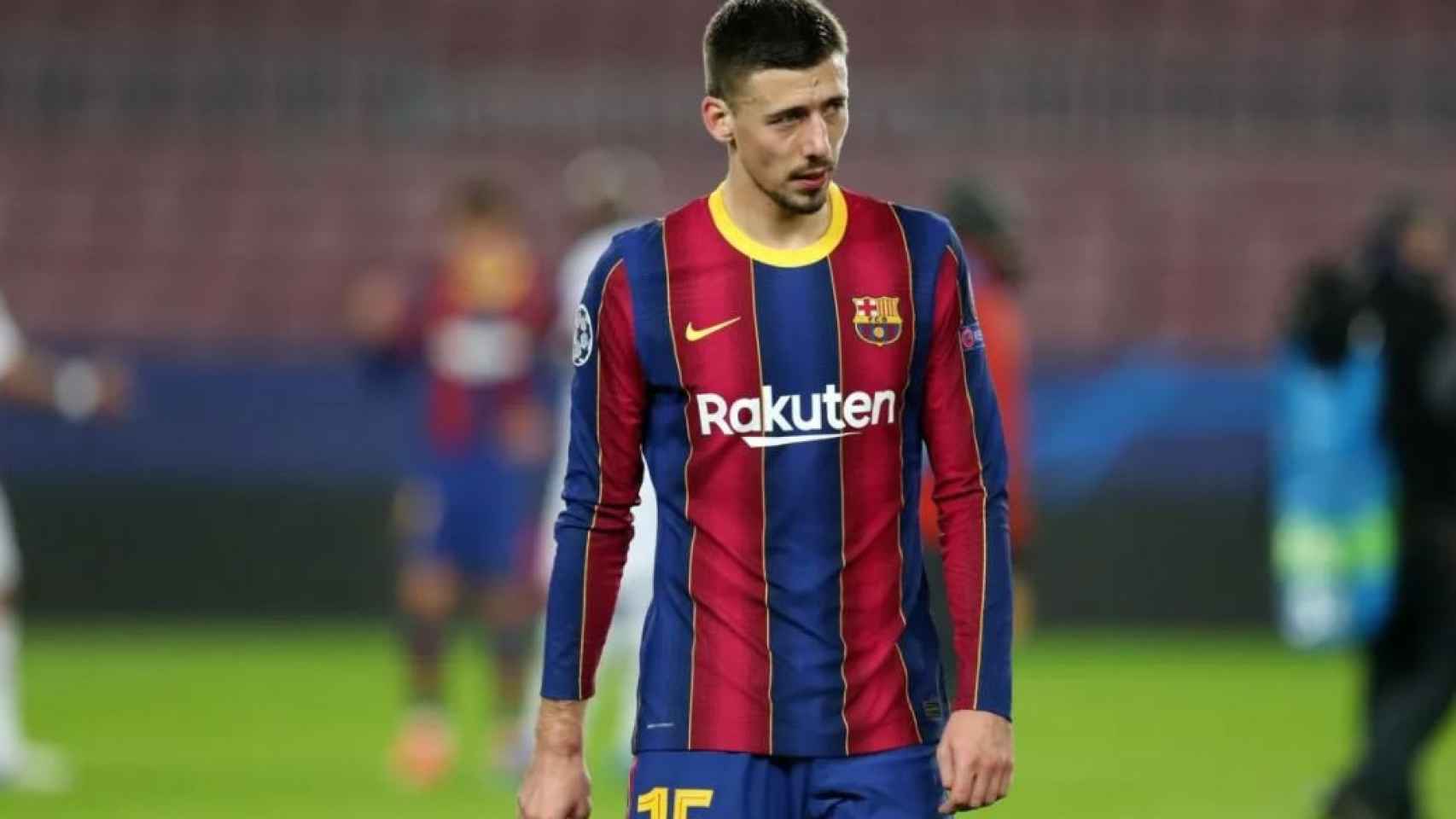 Clément Lenglet, una de las posibles salidas en la defensa, durante un partido de Champions del pasado curso / FCB