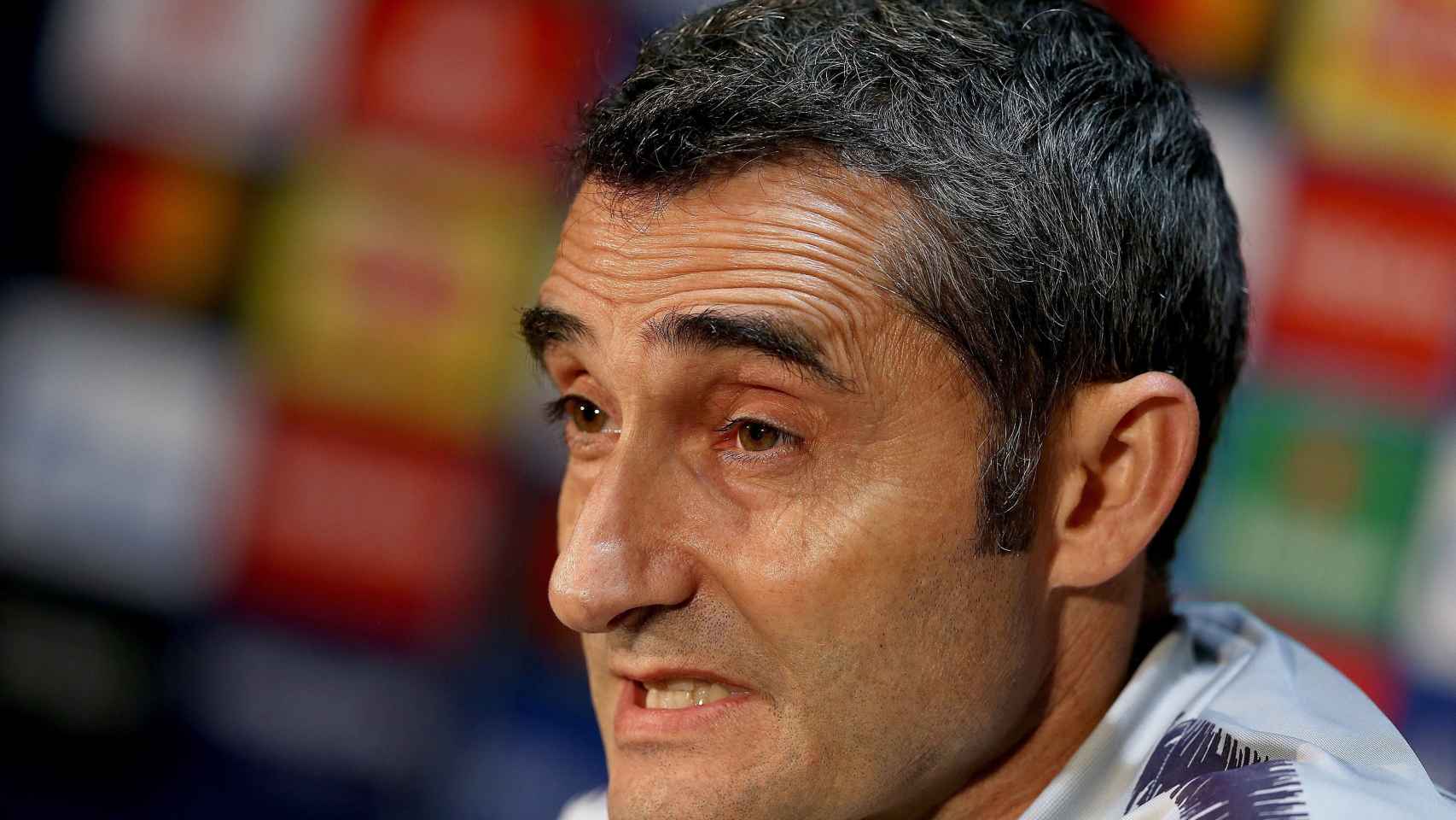 Ernesto Valverde en la rueda de prensa posterior al partido contra el Manchester United / EFE