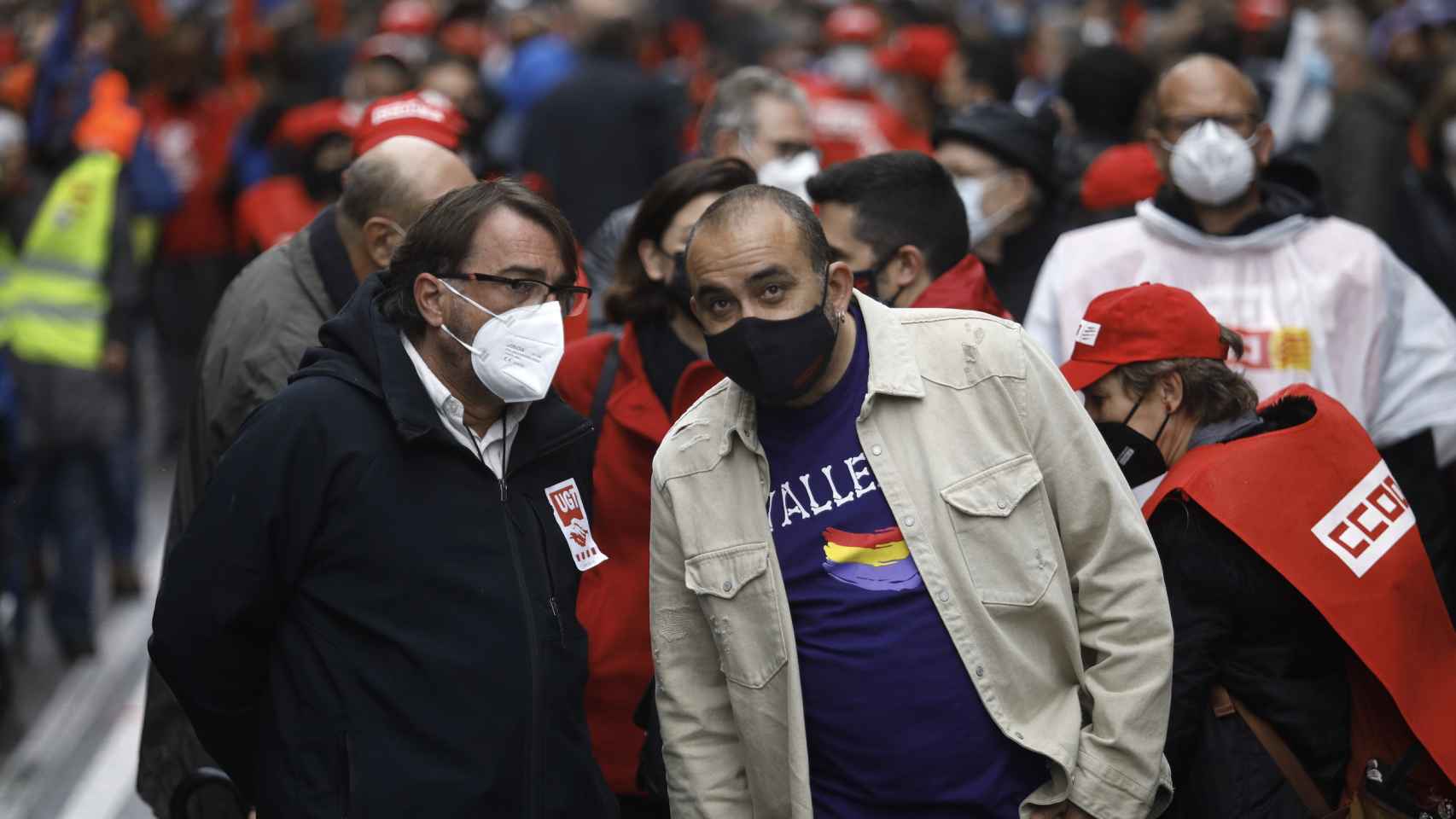 Los secretarios generales de UGT y CCOO Catalunya, Camil Ros y Javier Pacheco / KIKE RINCÓN (EUROPAPRESS)