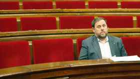 Oriol Junqueras, vicepresidente económico catalán, antes de presentar los Presupuestos fallidos de 2016 en el Parlamento / EFE