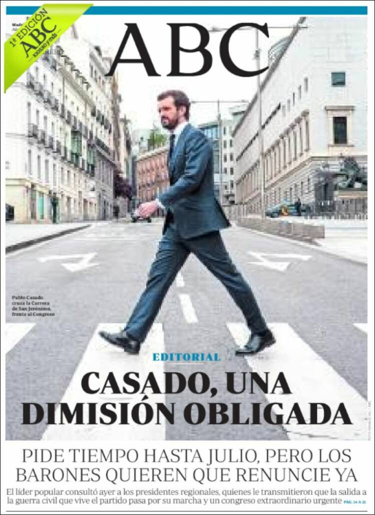 Portada del 'Abc' del 21 de febrero de 2022