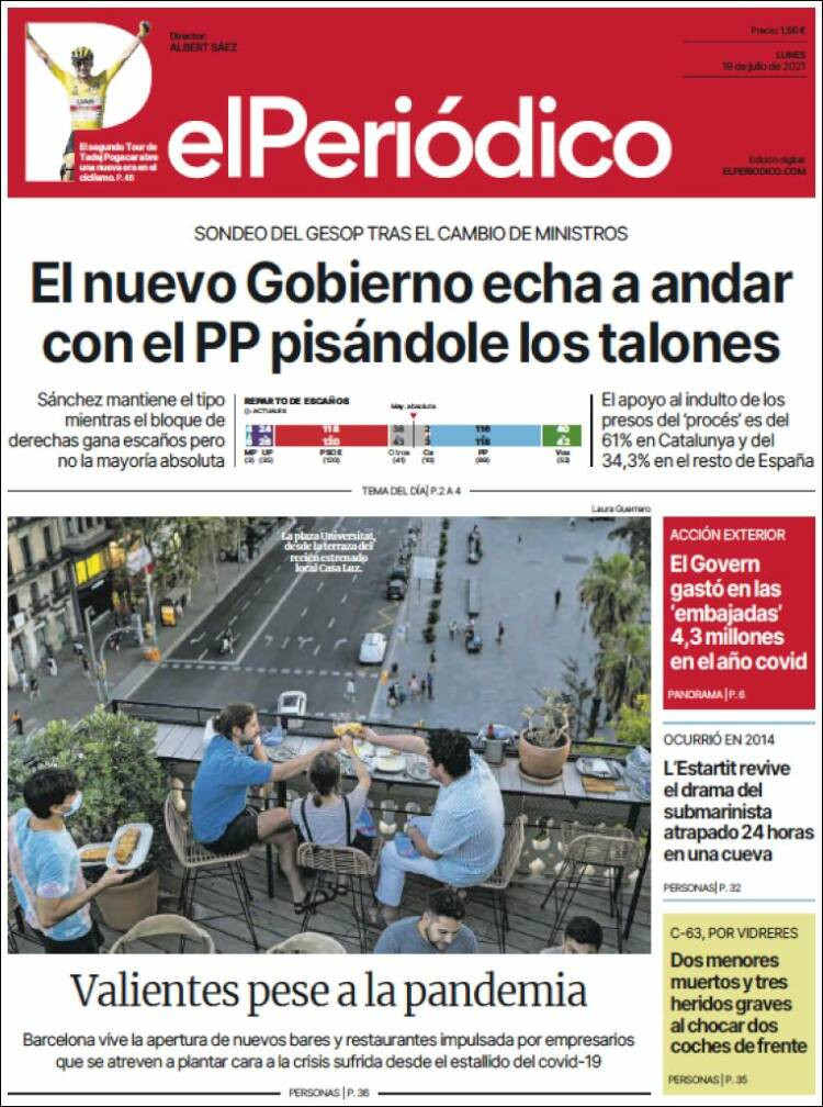 Portada de 'El Periódico' del 19 de julio de 2021 / KIOSKO.NET