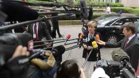 Angela Merkel a su llegada a la cumbre de jefes de Gobierno de la UE que se desarrolla en Bruselas