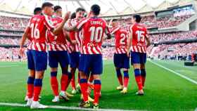 Nahuel Molina, celebrando un gol con sus compañeros en el Atlético de Madrid / REDES