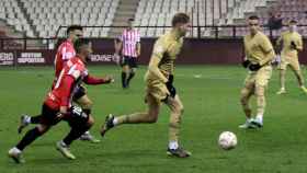 Los jugadores del Barça B de Rafa Márquez durante su partido contra el Logroñés / FCB