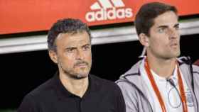 Luis Enrique y Robert Moreno en un partido de la selección española / EFE