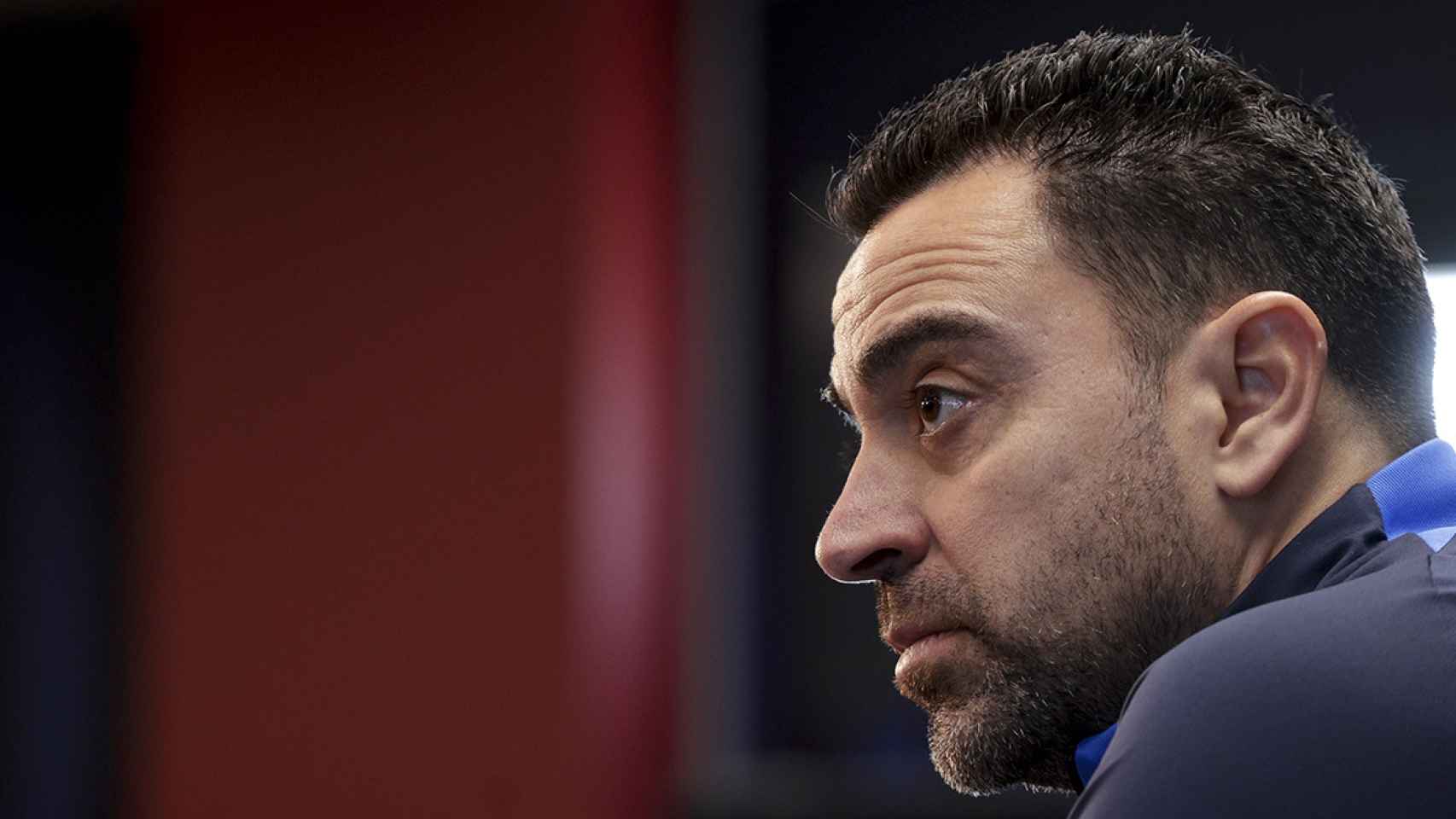 Xavi Hernández, en una de las ruedas de prensa del Barça / EFE