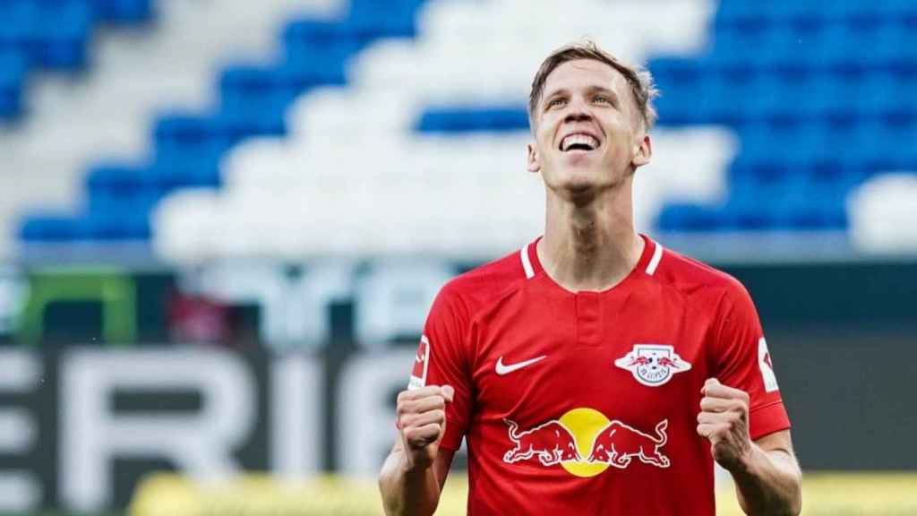 Dani Olmo celebra un gol con el Red Bull Leipzig