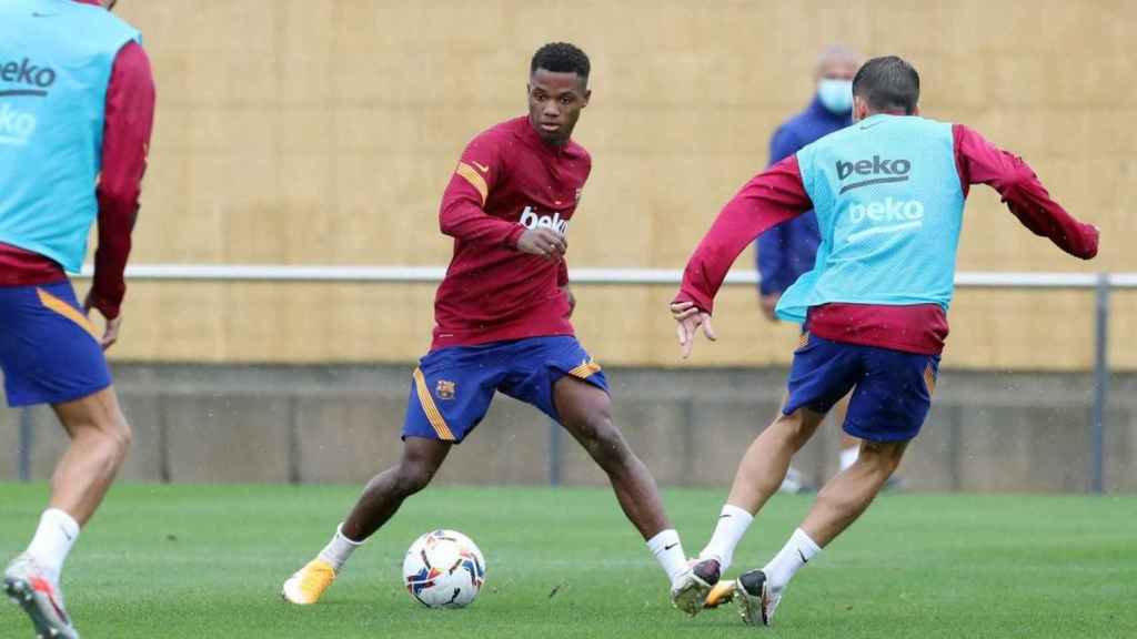 Ansu Fati en un entrenamiento del Barça durante la pretemporada / FC Barcelona