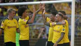 Witsel, Alcácer, Sancho y Reus celebrando un gol del Borussia Dortmund / EFE