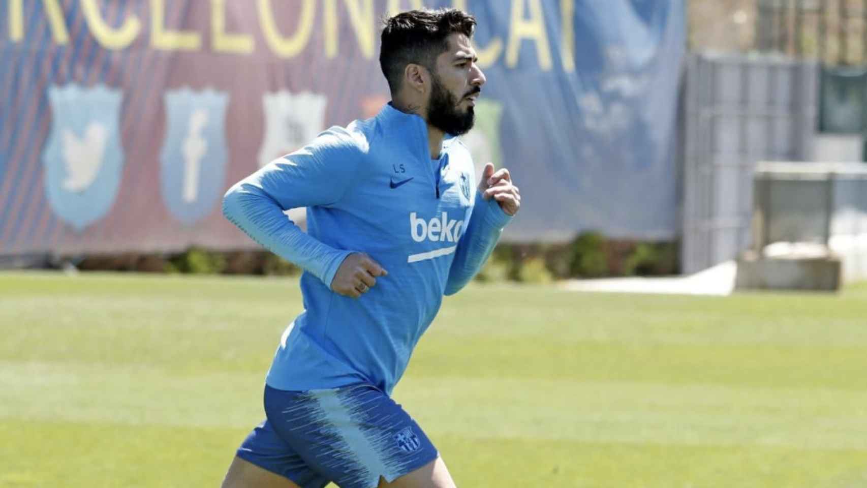 Una foto de Luis Suárez durante un entrenamiento del Barça / FCB