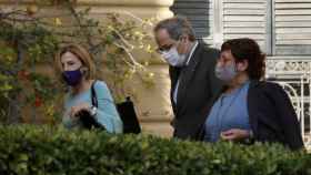 El expresidente de la Generalitat, Quim Torra, junto a Carme Forcadell (i) y Dolors Bassa (d) / EFE