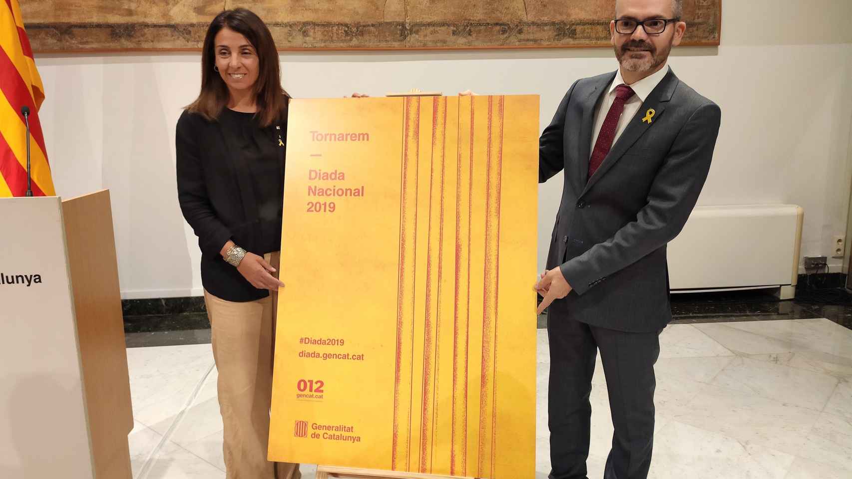 Meritxell Budó y Josep Costa presentando el acto institucional de la Diada de 2019 / EUROPA PRESS