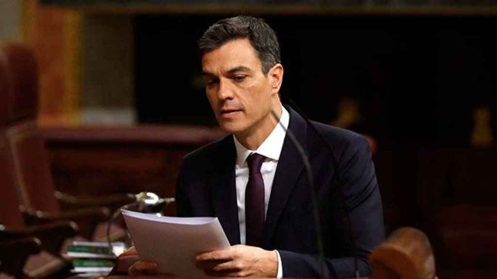 Pedro Sánchez, presidente del Gobierno, antes de referirse al diálogo en Cataluña en el Congreso / EF