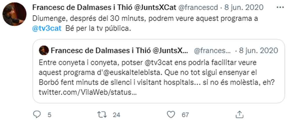 Dalmases, hablando de un programa de ETB que finalmente también dio TV3
